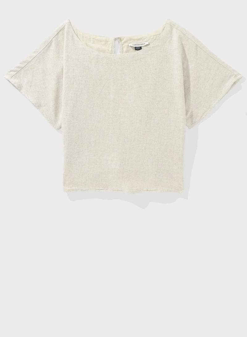 American Eagle Flared Sleeve Ruched Top