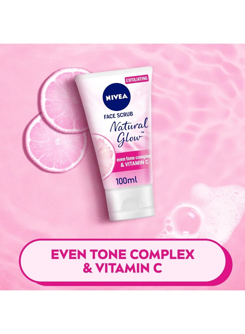 NIVEA Natural Glow Face Scrub with Vitamin C Exfoliating Facial Cleanser for Radiant Even Skin Tone Deep Cleansing and Pore Purifying Gentle Scrub 100ml - Image 3