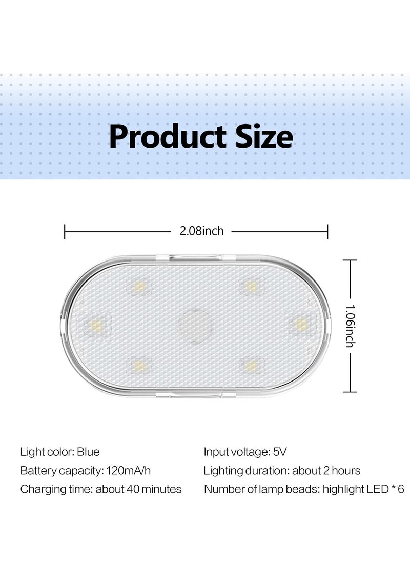 Excefore Car LED Lights, Interior Portable Small Incar LED Touch Lights with 6 Bright LED Lamp Beads, USB Rechargeable Lighting Light Car Emergency Light (Blue Light)  - Image 2