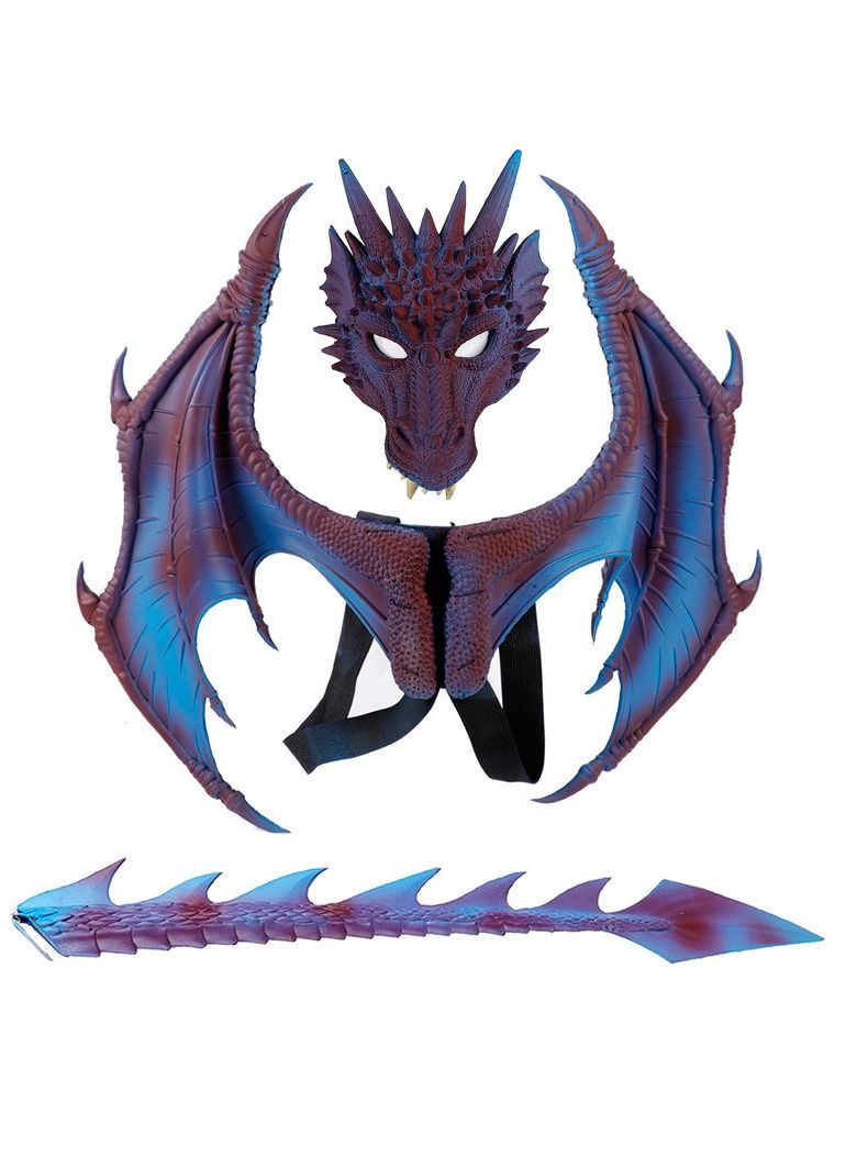 Children dress up toy dragon wing tail mask set children's day performance props