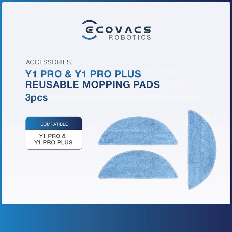 ecovacs ملحق أصلي (وسادات مسح قابلة لإعادة الاستخدام | Y1 PRO و Y1 PRO Plus) (عبوة من 3). للاستخدام المنتظم لمدة تقارب 1 سنة. (غير متوافقة مع أي نماذج أخرى باستثناء Y1 PRO و Y1 PRO Plus) - Image 2