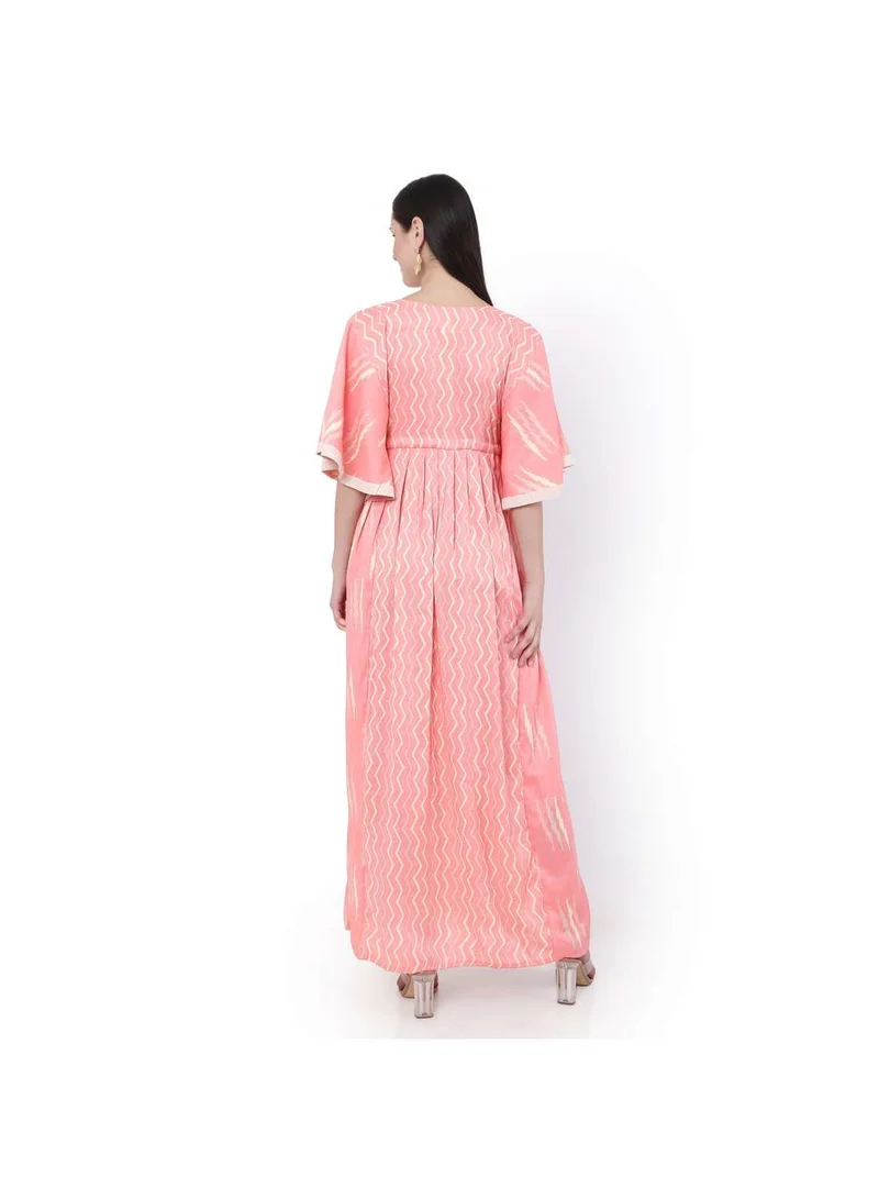 هانا آند سارا PEACH COLOUR WITH EMBROIDERED AND PRINTED ARABIC JALABIYA DRESS