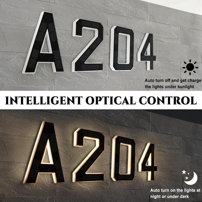 ISUNMEA 9 Inch Solar Lighted House Numbers for Outside, Light Up Waterproof LED Address Numbers Signs for Houses, Large Personalized Illuminated Exterior Modern House Numbers Light (9-Black, 9IN) - Image 3