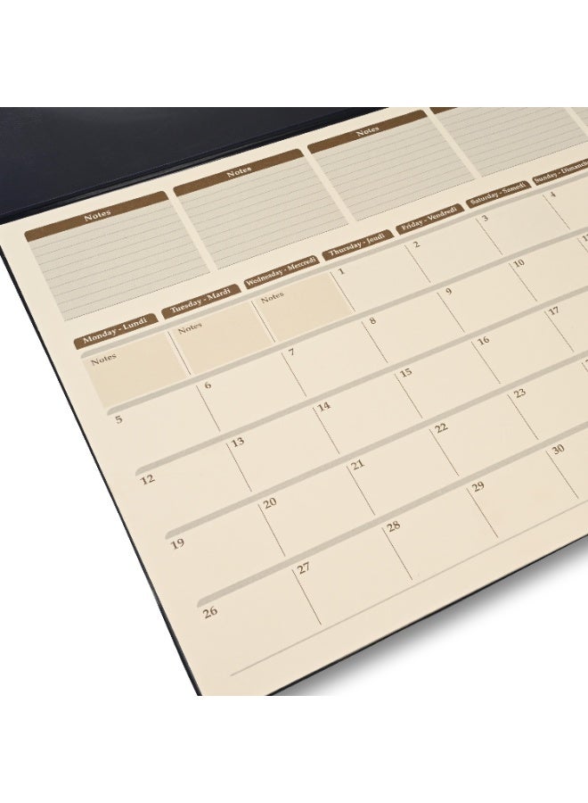 FIS مخطط السنة 2026 - لوحة مكتب من PVC مع غطاء PU إيطالي أسود، 490x340 مم، 12 ورقة شهرية، ورق عاجي، (إنجليزي/فرنسي)، مثالي للاستخدام على المكتب، ملاحظات يومية وتذكيرات - FSDKPEF26BK - Image 3