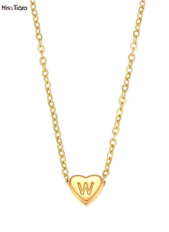 MissTiara W Letter Heart Shape Design Chain Pendant Necklace for Girl and Women  - Image 1
