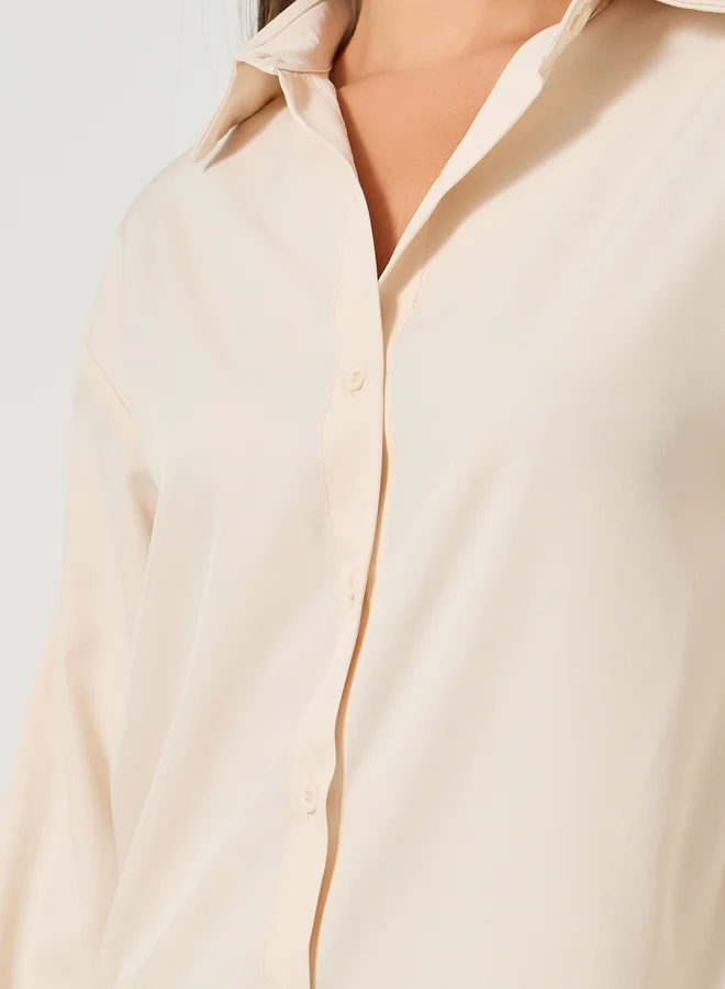 Take Two Take Two Solid Button Front Long Sleeve Shirt