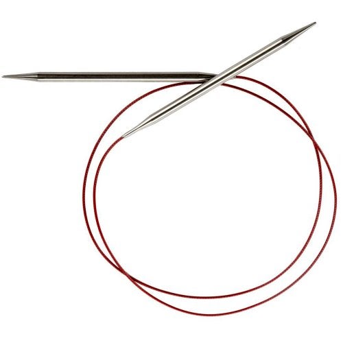 ChiaoGoo 40-Inch Red Lace Stainless Steel Circular Knitting Needles, 8/5mm - Image 1