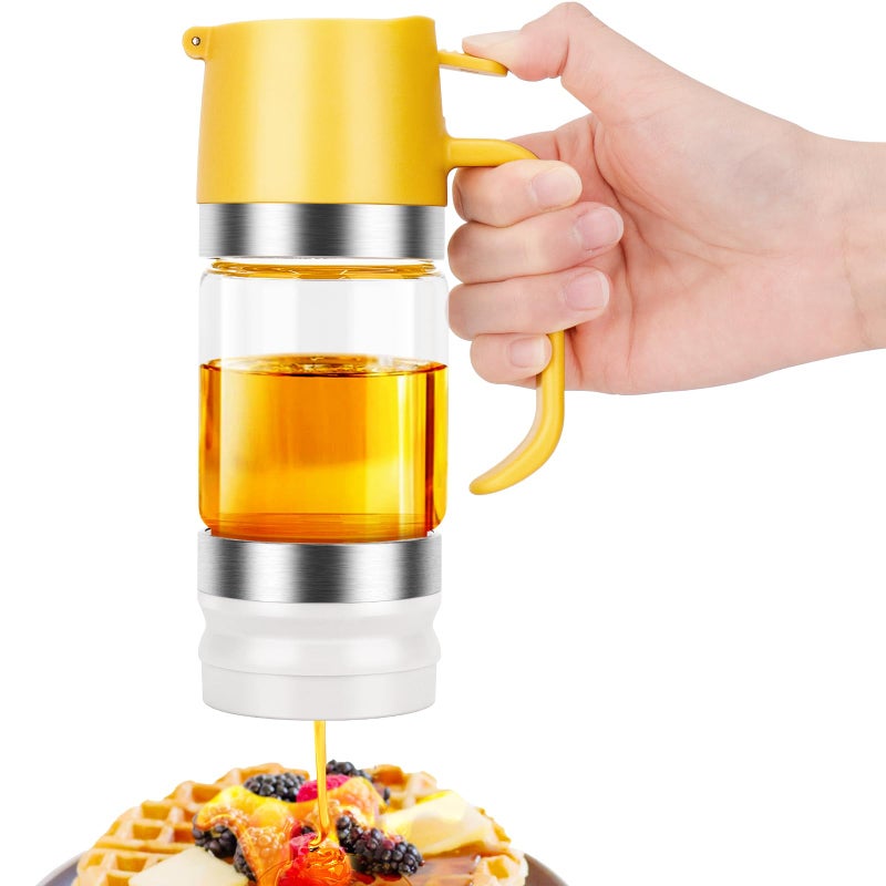 SelfTek Glass Honey Dispenser Pot, No Drip 9 OZ Honey Dispenser Jar with Handle, Syrup Dispenser Pot with Silicone Base - Image 1