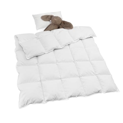 zzlamb Kids Toddler Comforter Crib Blanket, Warm Baby Down Quilt Crib Comforter Small Duvet Insert, Lightweight Soft Noiseless Cotton-Blended Shell Down Proof Machine Washable, White 41x48in - Image 1