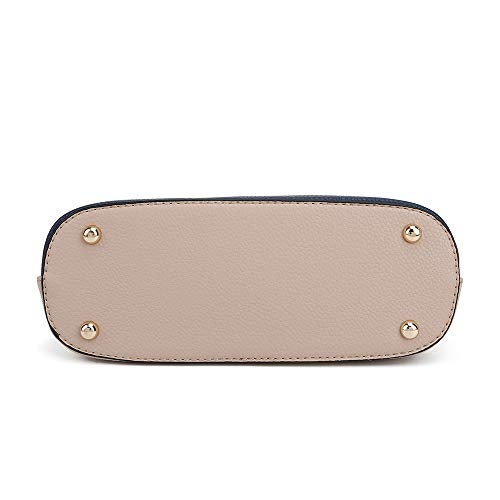SG SUGU Lunar Lightweight Medium Dome Crossbody Bag Shoulder Bag with Double Tassels | Zipper Pocket | Adjustable Strap|Beige/Navy - Image 5