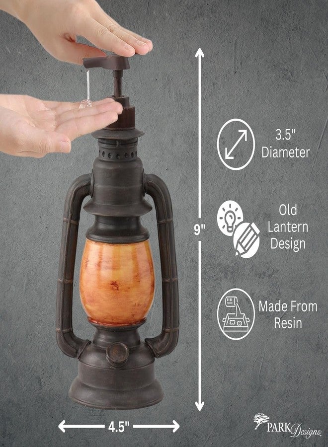 Park Designs Camping Lantern Soap Dispenser | Rustic Farmhouse Bathroom & Kitchen Pump | Refillable Lotion, Hand Wash or Dish Liquid Container | Decorative Resin Accent 9" Tall - Image 2