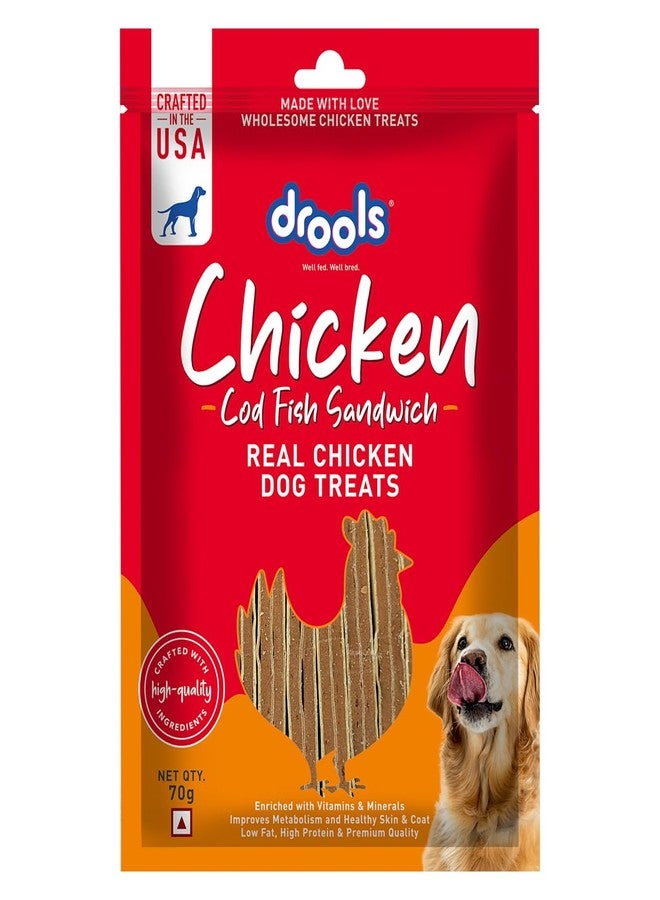 Drools Puppy & Adult Cod Sandwich Dog Treats 70g | Real Fish Flavour | Rich in Protein | No Artificial Preservatives | Best for Training & Bonding - Image 1