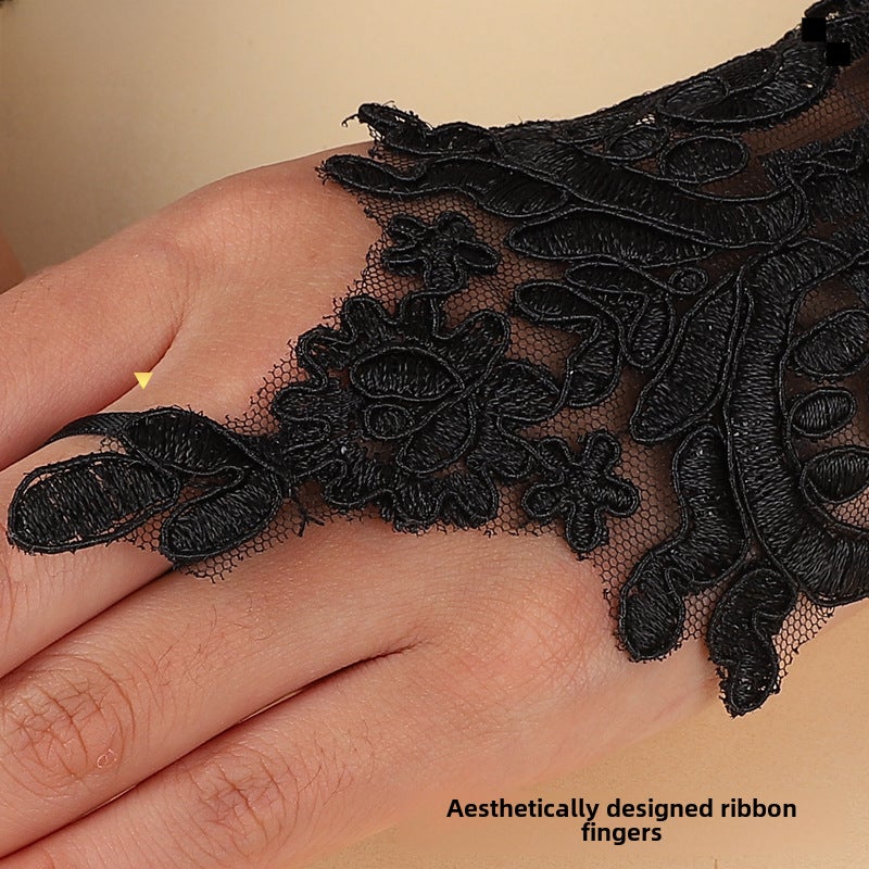 Summer Sun-Protective Retro Halloween Bride Cheongsam Gloves White  - Image 4