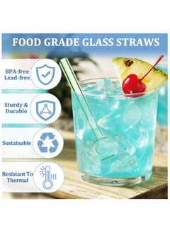 YQbest 8 Pcs Glass Straws Shatter Resistant, 4 Inch Short Reusable Glass Straw with Cleaning Brush, Dishwasher Safe, Bar Drinking Straws Perfect for Cocktail, Smoothies, Coffee, Juice  - Image 3