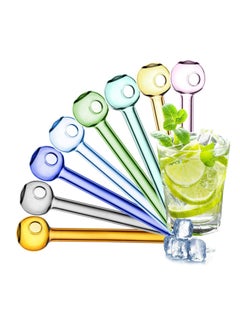 YQbest 8 Pcs Glass Straws Shatter Resistant, 4 Inch Short Reusable Glass Straw with Cleaning Brush, Dishwasher Safe, Bar Drinking Straws Perfect for Cocktail, Smoothies, Coffee, Juice  - Image 1