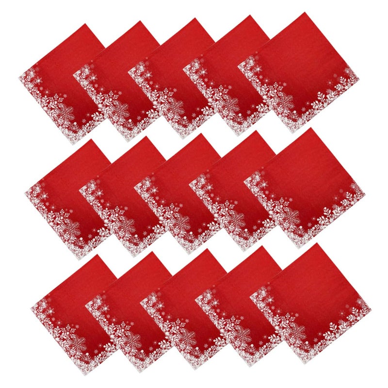 مناديل ورقية قابلة للتخلص مطبوعة بندفة الثلج الحمراء لعيد الميلاد 20 قطعة ديكور طاولة الحفلات - Image 2