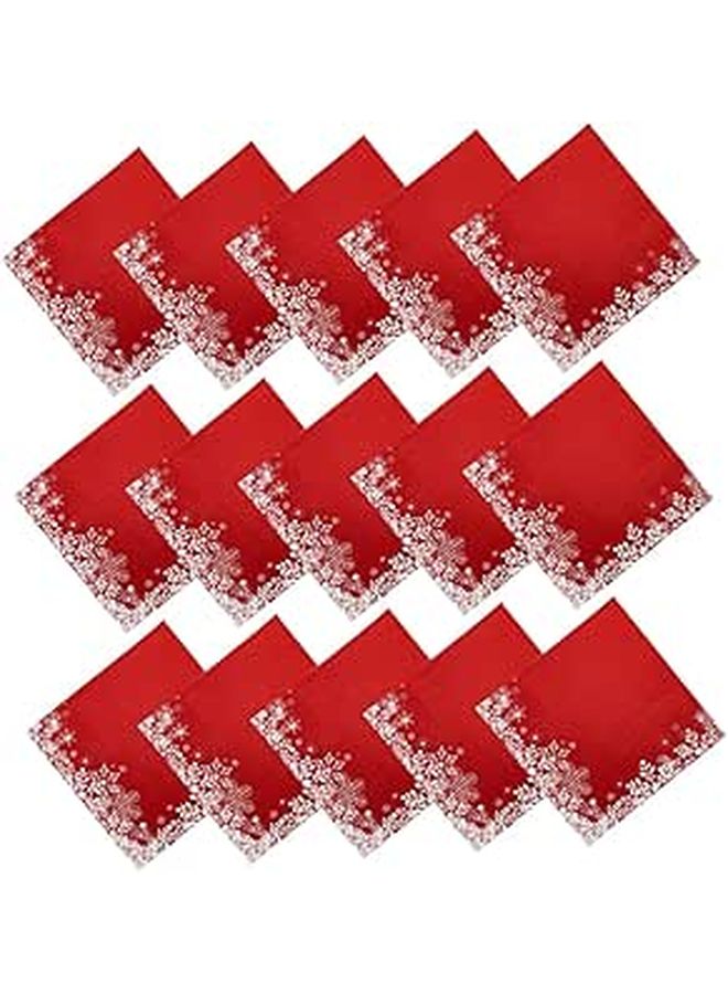 مناديل ورقية قابلة للتخلص مطبوعة بندفة الثلج الحمراء لعيد الميلاد 20 قطعة ديكور طاولة الحفلات - Image 1