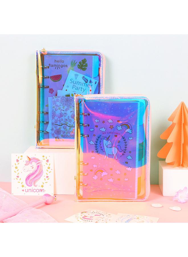 Bluejw South Korea Ins Girl's Heart Loose-leaf Hand Account Book Laser Zipper Internet Celebrity Journal Book Hand Account Book Suit Notebook - Image 2