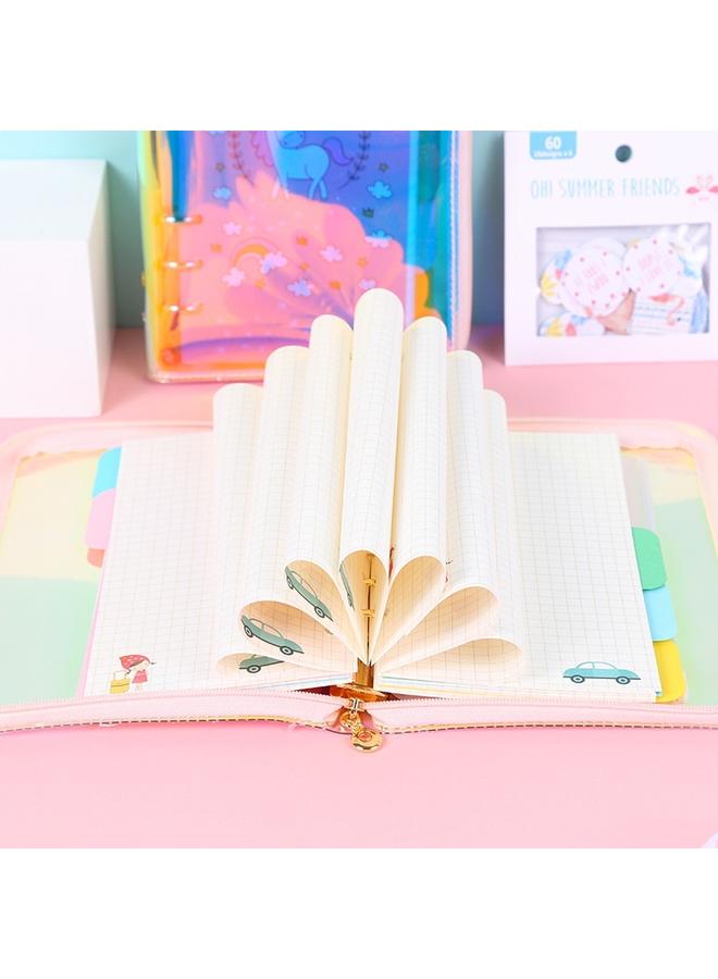 Bluejw South Korea Ins Girl's Heart Loose-leaf Hand Account Book Laser Zipper Internet Celebrity Journal Book Hand Account Book Suit Notebook - Image 4