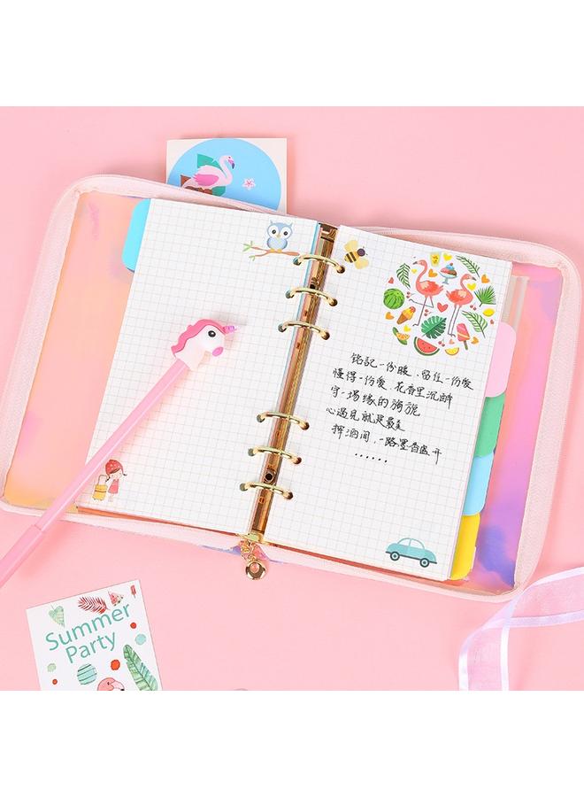 Bluejw South Korea Ins Girl's Heart Loose-leaf Hand Account Book Laser Zipper Internet Celebrity Journal Book Hand Account Book Suit Notebook - Image 3