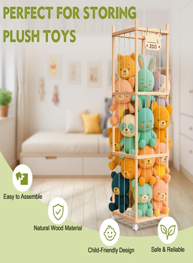 May Eileen Stuffed Animal Storage & Organizer, Wooden Cute Zoo Toy Holder for Toddler Rooms, Playrooms & Bedrooms, 53.54" x 15.74" x 15.74" - Image 5