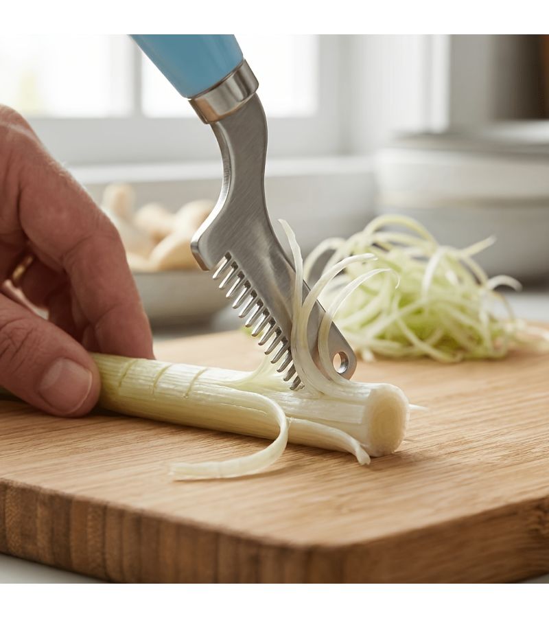 Blue Plastic Scallion Chopper And Herb Cutter Garlic Mincer For Home Kitchen Meal Prep - Image 5