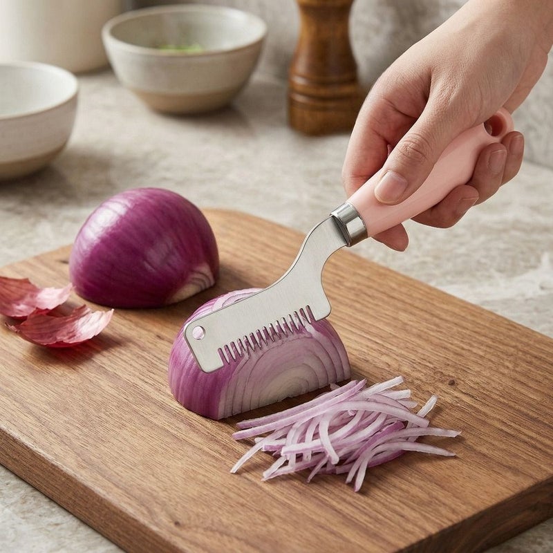 Blue Plastic Scallion Chopper And Herb Cutter Garlic Mincer For Home Kitchen Meal Prep - Image 1