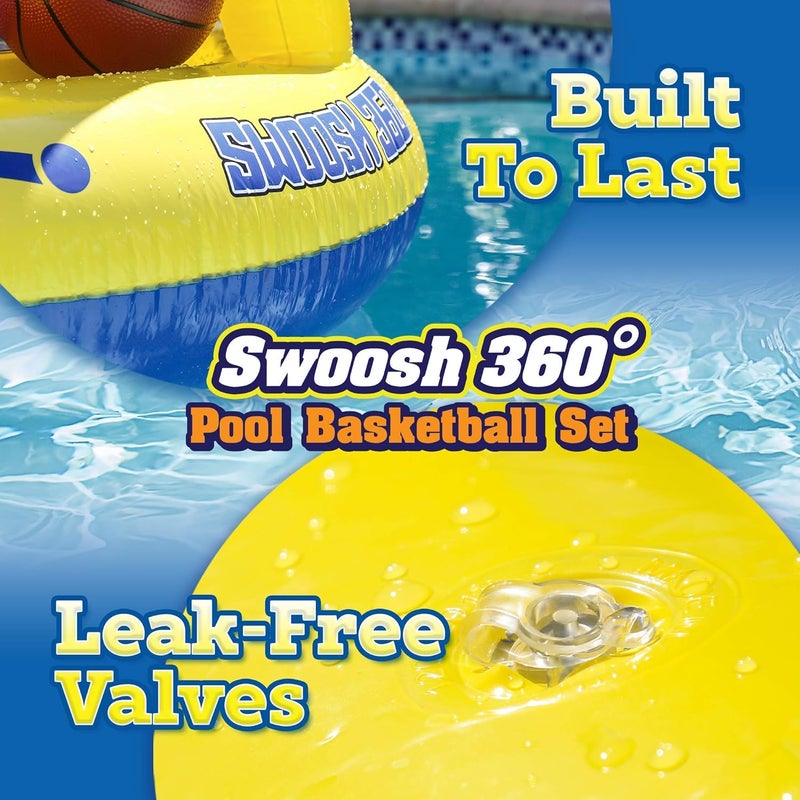 WaveRunner Inflatable Pool Basketball Hoop Set, Floating Game with Ball and Water-Skipping Ball for Kids and Adults - Image 3