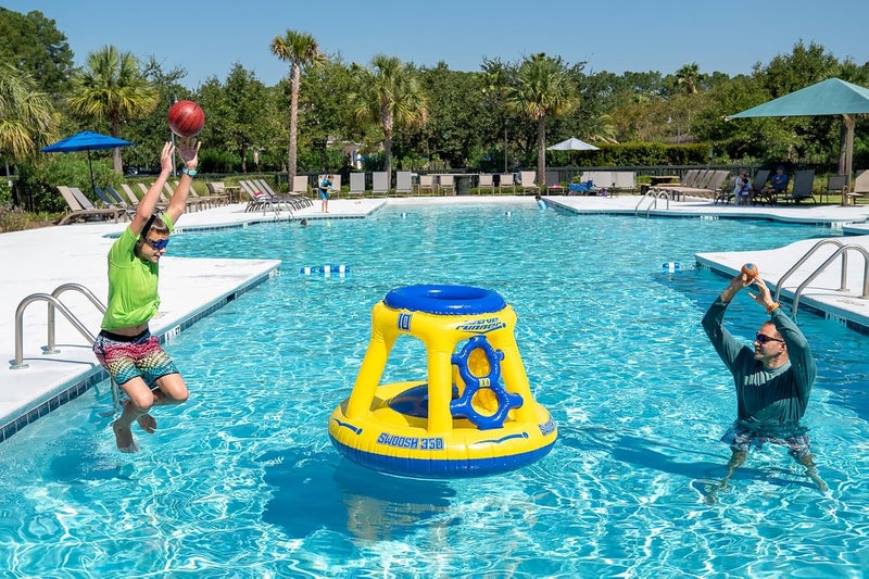 WaveRunner Inflatable Pool Basketball Hoop Set, Floating Game with Ball and Water-Skipping Ball for Kids and Adults - Image 5