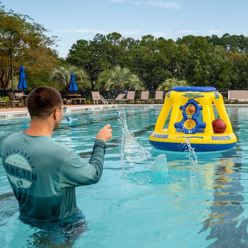 WaveRunner Inflatable Pool Basketball Hoop Set, Floating Game with Ball and Water-Skipping Ball for Kids and Adults - Image 4