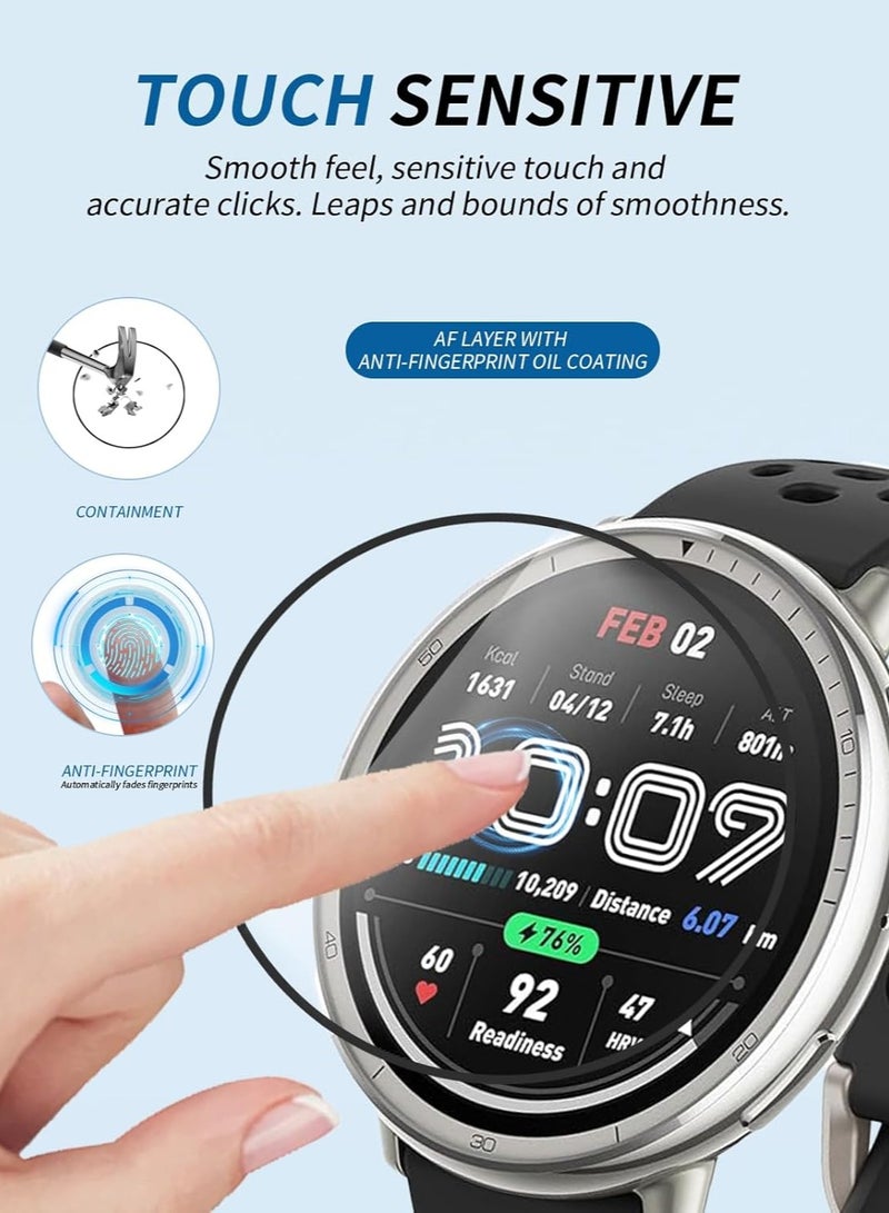 (طقم 3 قطع) واقي شاشة لساعة Amazfit Active 2 الذكية - واقي شاشة من مادة PMMA، عالي الوضوح، مقاوم للخدوش، شديد الحساسية للمس، ومضاد لبصمات الأصابع. - Image 4