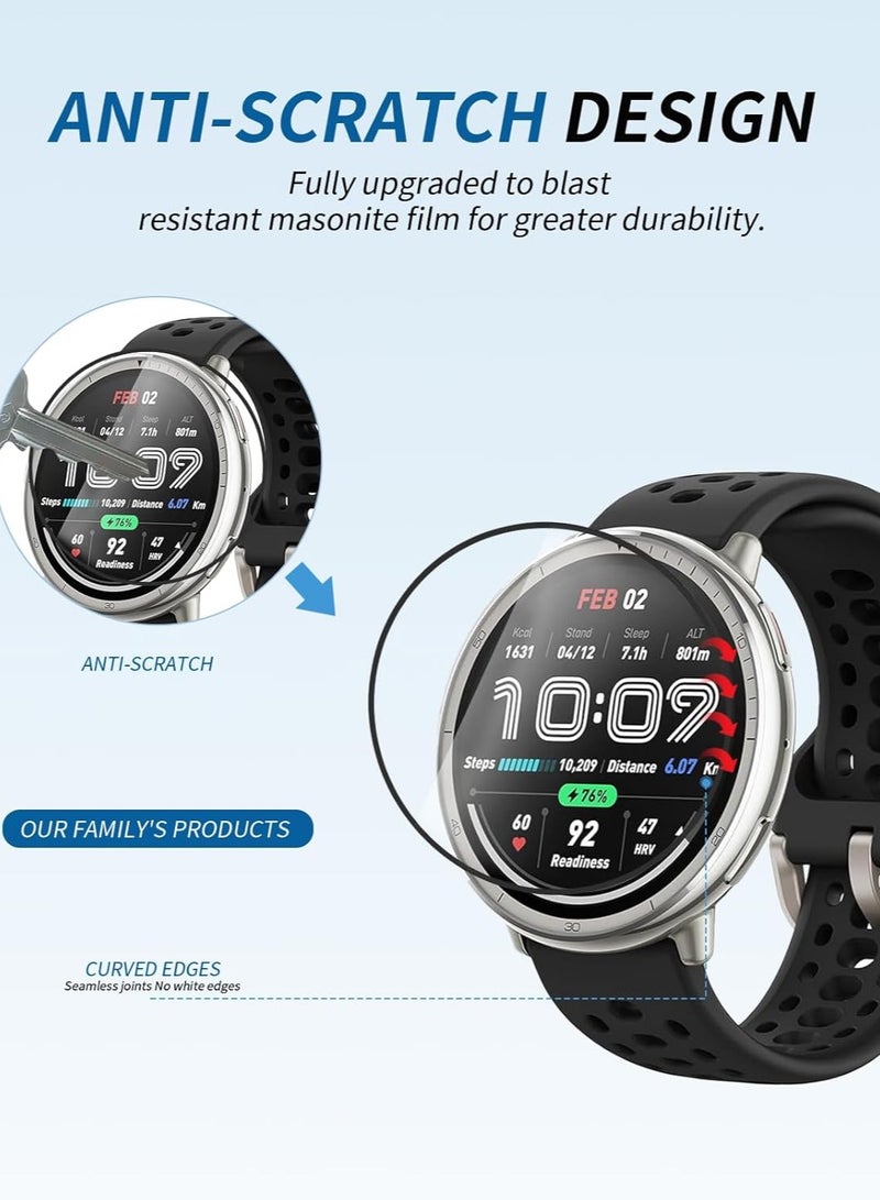 (طقم 3 قطع) واقي شاشة لساعة Amazfit Active 2 الذكية - واقي شاشة من مادة PMMA، عالي الوضوح، مقاوم للخدوش، شديد الحساسية للمس، ومضاد لبصمات الأصابع. - Image 3