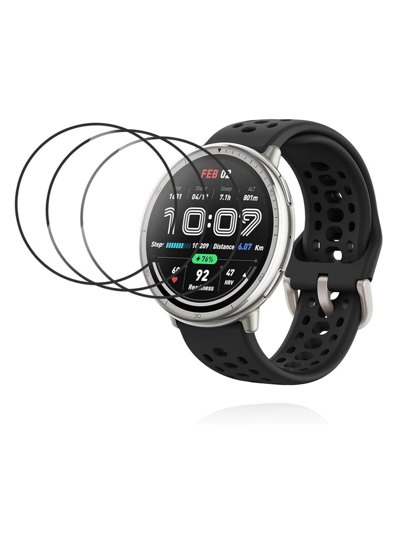 (طقم 3 قطع) واقي شاشة لساعة Amazfit Active 2 الذكية - واقي شاشة من مادة PMMA، عالي الوضوح، مقاوم للخدوش، شديد الحساسية للمس، ومضاد لبصمات الأصابع. - Image 1