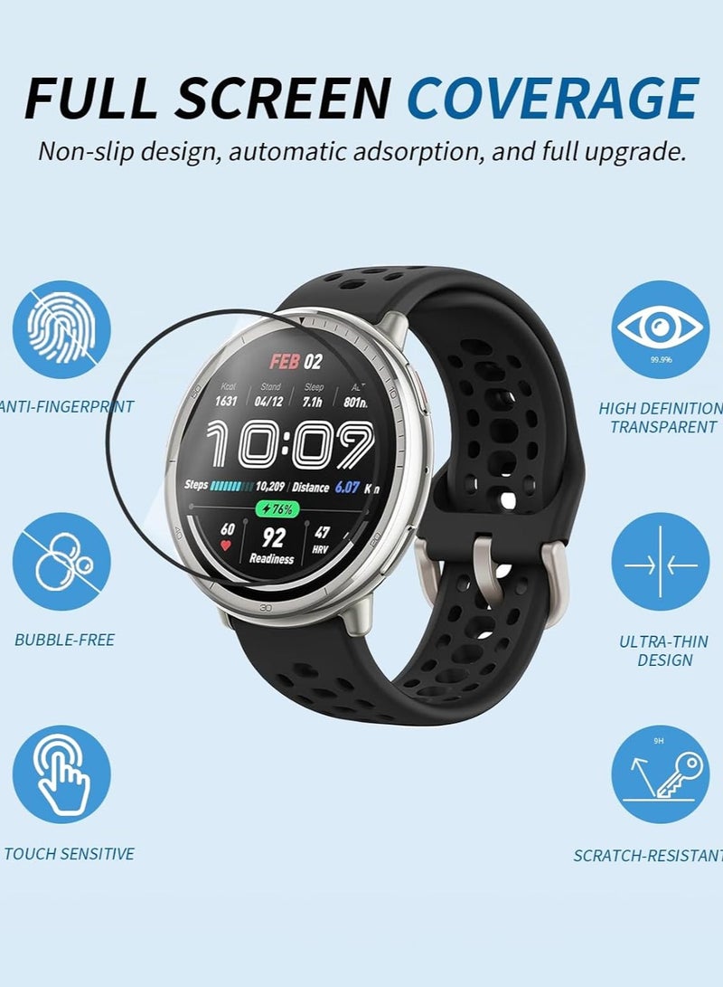 (طقم 3 قطع) واقي شاشة لساعة Amazfit Active 2 الذكية - واقي شاشة من مادة PMMA، عالي الوضوح، مقاوم للخدوش، شديد الحساسية للمس، ومضاد لبصمات الأصابع. - Image 2