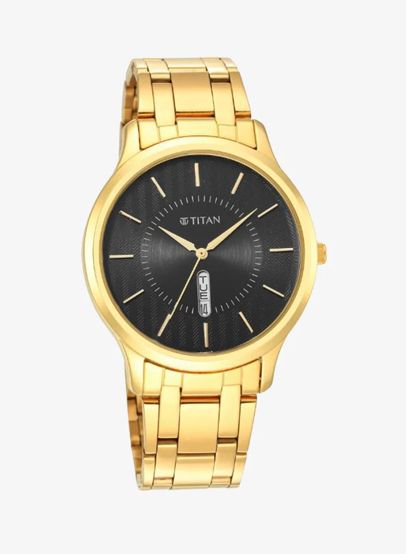 Titan Men Analog Display Watch With Gold Stainless Steel Strap - 1825YM02