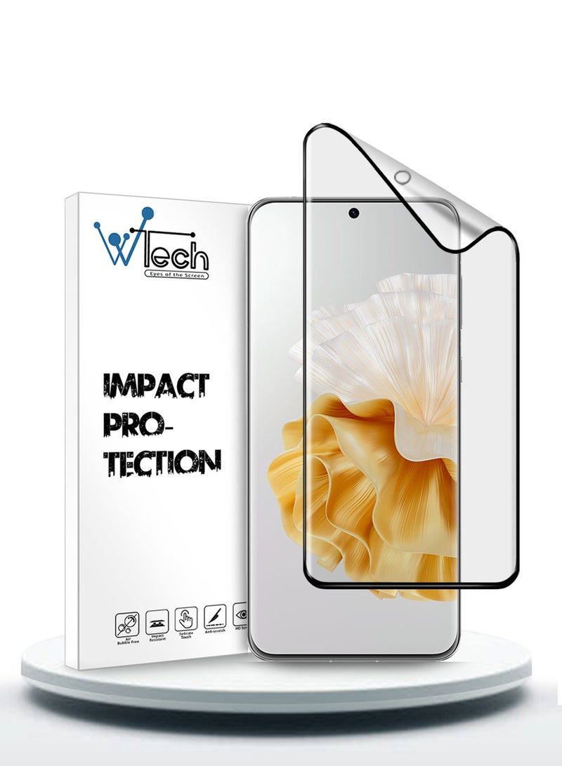 Wtech Huawei P60 Pro 4G 2023 Nano Ceramic Full Glue Full Cover Matte Flexible Screen Protector (MSCNMN) - Clear/Black - Image 1