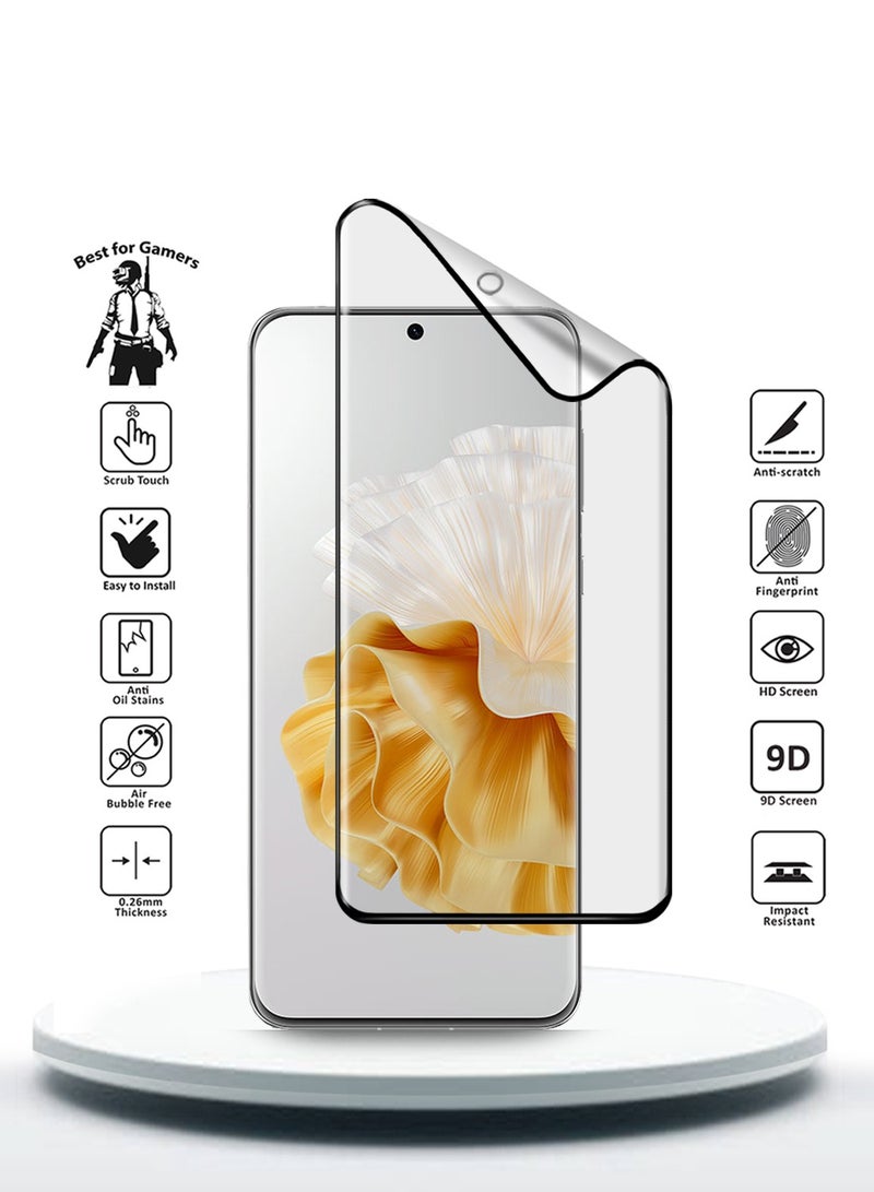 Wtech Huawei P60 Pro 4G 2023 Nano Ceramic Full Glue Full Cover Matte Flexible Screen Protector (MSCNMN) - Clear/Black - Image 2