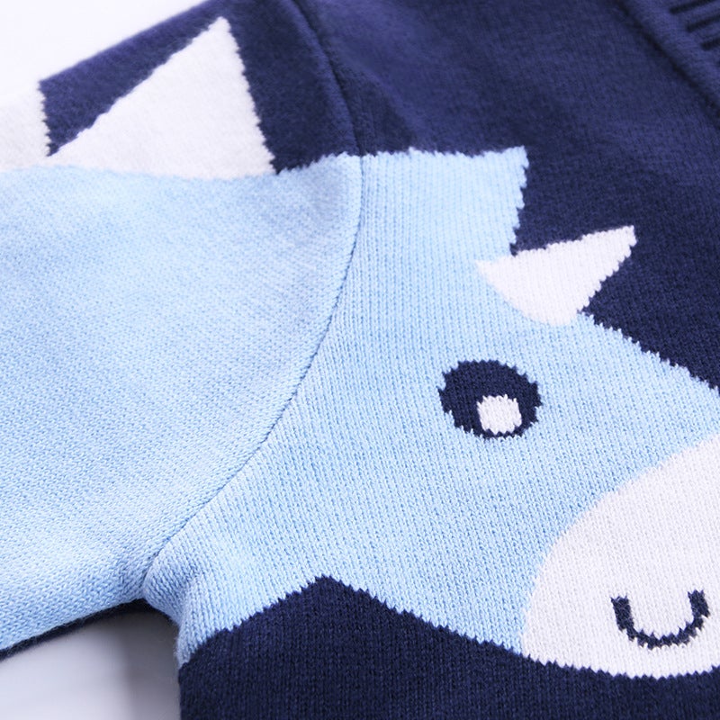 Category A Spring & Fall New Kidsren'S Sweater Boys' Knitted Cardigan Jacket Trendyy Popular V Neck Single-Breasted Top Kidsren'S Clothing - Image 4