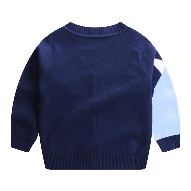 Category A Spring & Fall New Kidsren'S Sweater Boys' Knitted Cardigan Jacket Trendyy Popular V Neck Single-Breasted Top Kidsren'S Clothing - Image 3
