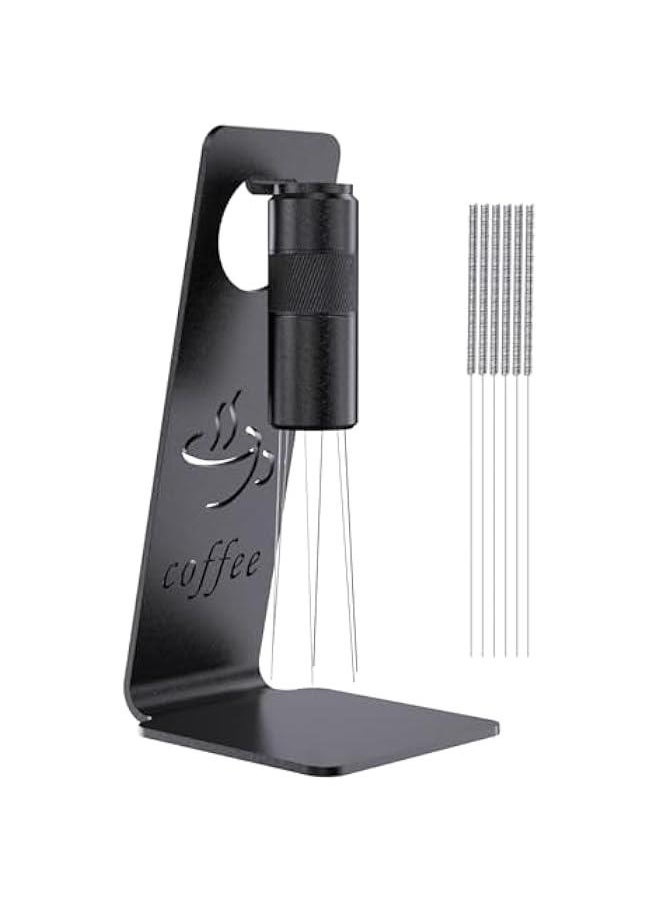 Captaintech WDT Tool Espresso Distribution Tool, Coffee Distribution Tool with Magnetic Stand, Espresso Accessories with 6 Extra Φ0.25mm Stainless Steel Needles for Barista (Light Black, H：4.8 inches)  - Image 1