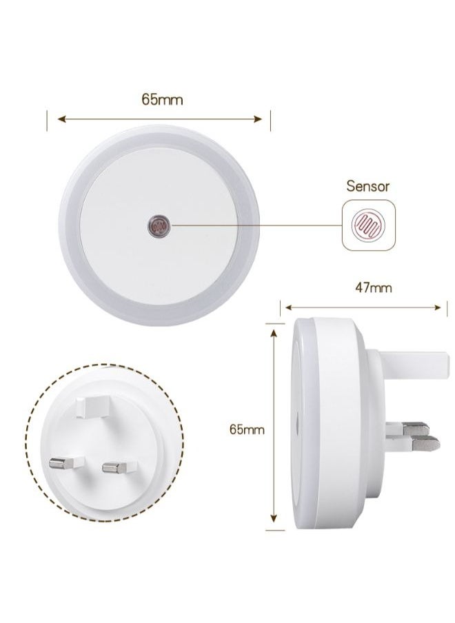 EasyLife - LED-Wall Night Round Light (Plug-in), Smart Dusk to Dawn Sensor, Automatic Night Lights, Suitable for Bedroom, Bathroom, Toilet, Stairs,Kitchen and hallway-UK Plug - Image 1