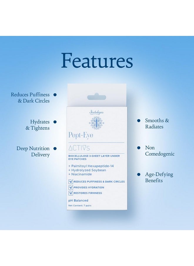 Indulgeo ESSENTIALS Pept Eye 3 Sheet Layer Under Eye Patches 7 Pairs|Enriched With Peptides Under Eye Patches For Dark Circles,Puffiness,Wrinkles,&Eye Bags|Moisturize Skin&Enhance Flexibility  - Image 2