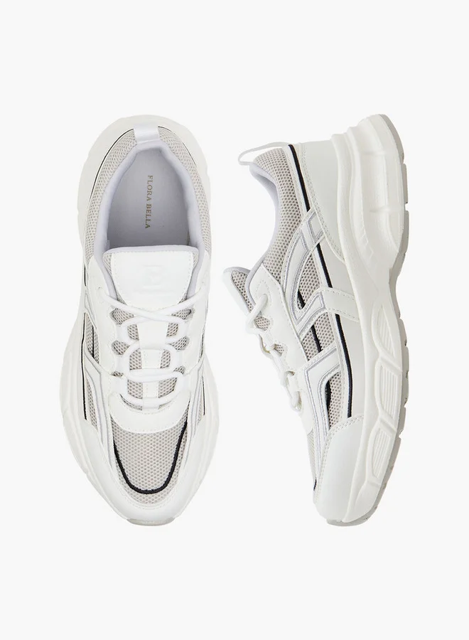 Flora Bella By Shoexpress Women's Panelled Sneakers with Lace-Up Closure
