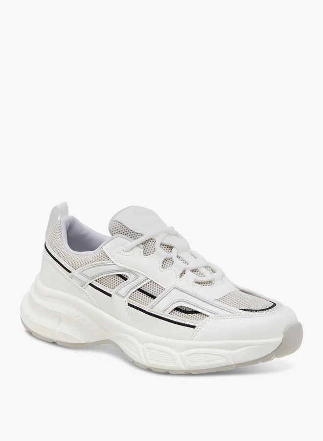 Flora Bella By Shoexpress Women's Panelled Sneakers with Lace-Up Closure