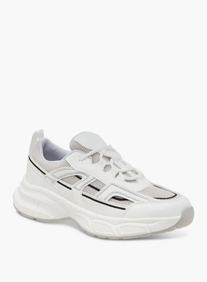 Women's Panelled Sneakers with Lace-Up Closure