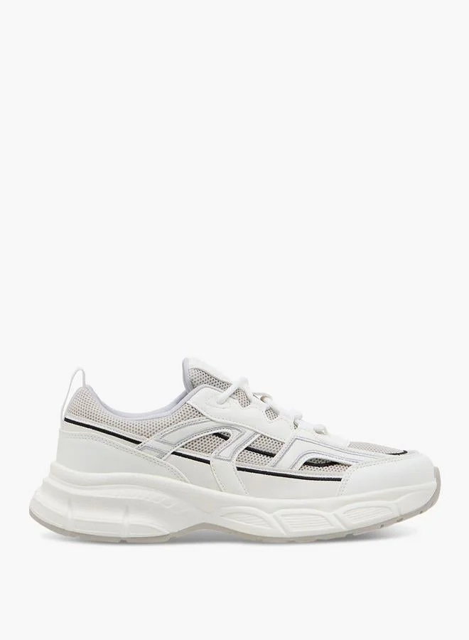 Women's Panelled Sneakers with Lace-Up Closure