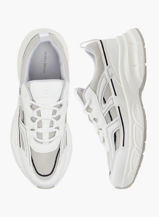 Flora Bella By Shoexpress WHITE Women's Panelled Sneakers with Lace-Up Closure for Women | Best Price UAE