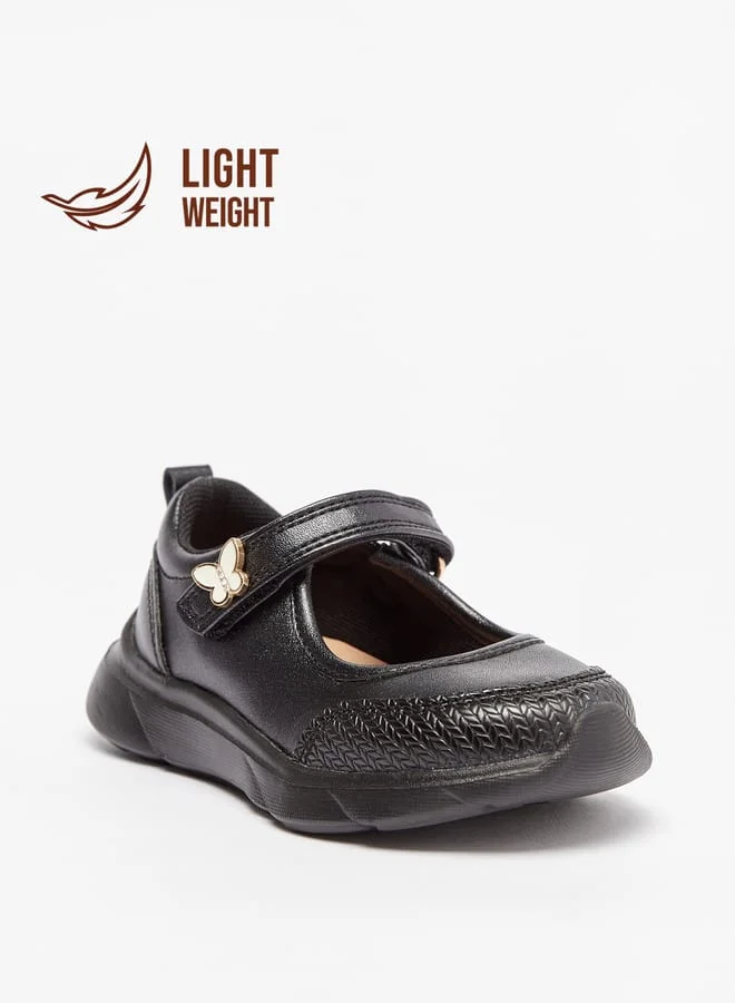 Barefeet Panelled Lightweight Mary Janes with Hook and Loop Closure