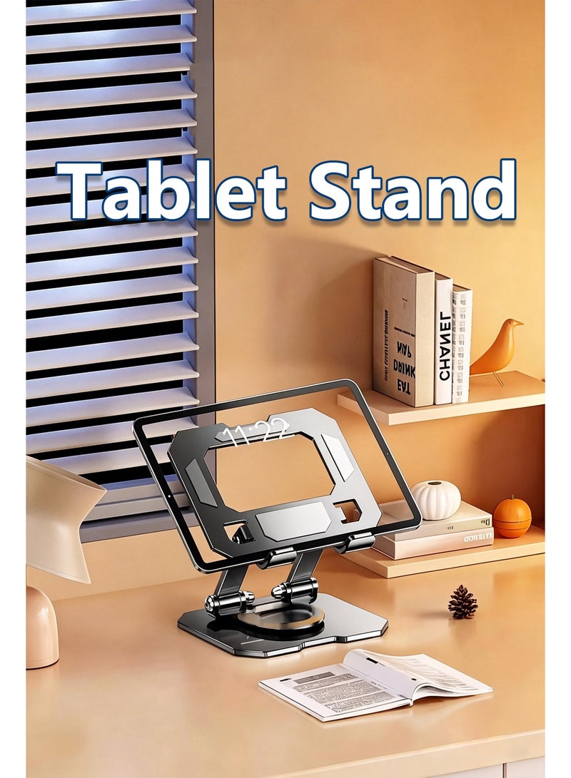 حامل آيباد بقاعدة مزدوجة ثابت قابل للتعديل يدور ٣٦٠ درجة للطاولة، حامل تابلت وحامل هاتف محمول متوافق مع آيفون وسامسونج وهواوي - Image 2
