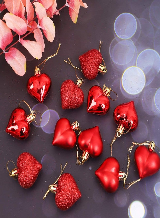 Aneco 36 Pack Valentine's Heart Baubles Heart Shaped Ornaments for Valentine's Day Decoration or Home Decor, 3 Styles - Image 4